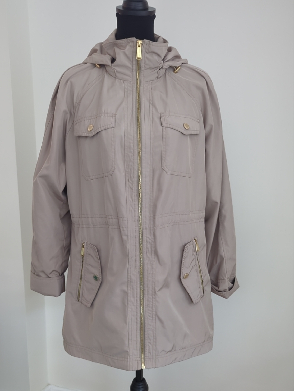 MICHAEL Michael Kors Light Taupe Hooded Raincoat Jacket